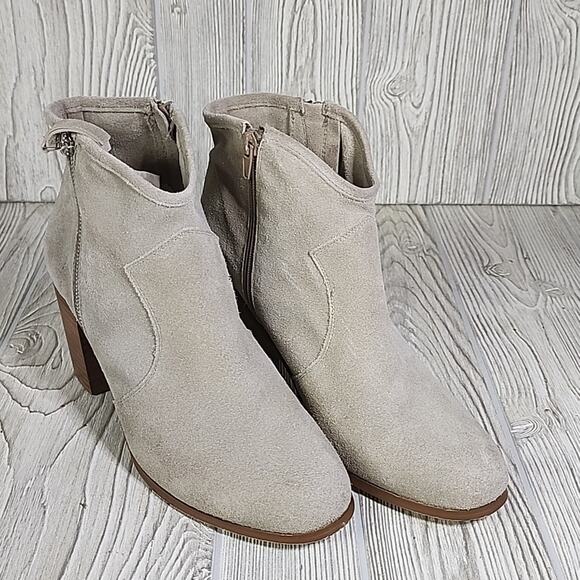 Asos Taupe Leather Suede Ankle Boots Womens Size 7 - Picture 9 of 13